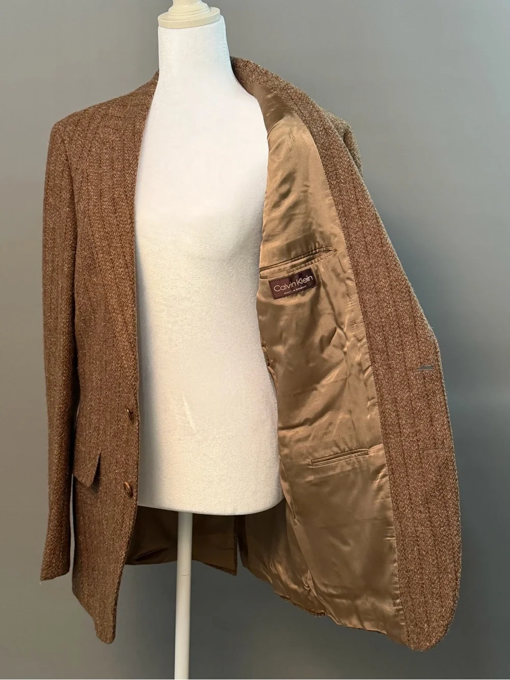 Calvin Klein vintage Brown Tweed Two-Button Sport Coat from Barney’s in NYC